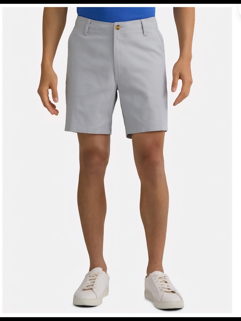 George Men's Relaxed Stretch Twill Flat Front Shorts, 9" Inseam Gray